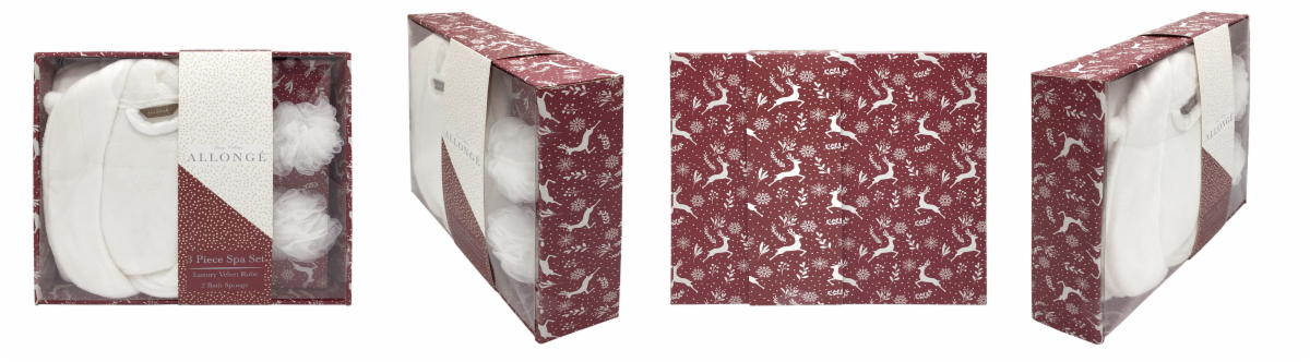 ALLONGE 3pc Spa Set Gift Box, Luxurious Robe & 2 Loofahs - Available