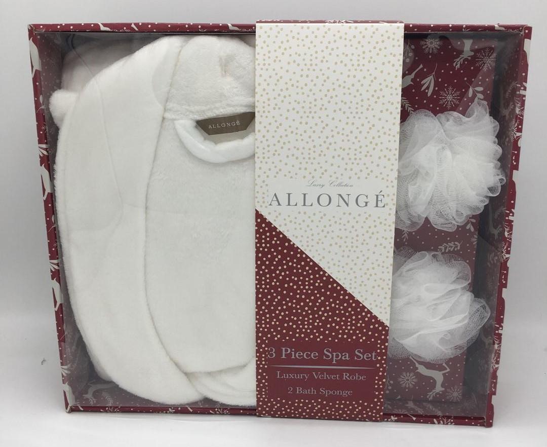ALLONGE 3pc Spa Set Gift Box, Luxurious Robe & 2 Loofahs Available