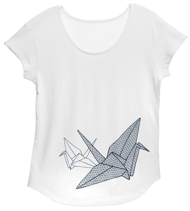 White Asanoha Crane T-shirt