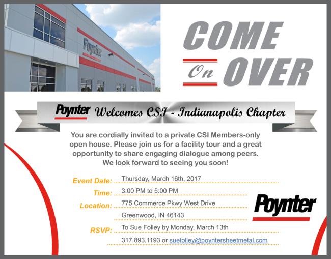 Indianapolis Chapter Csi Education Seminar Poynter Sheet Metal Factory Tour