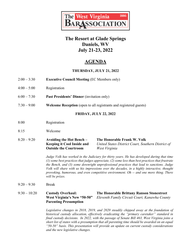 The West Virginia Bar Association Annual Meeting