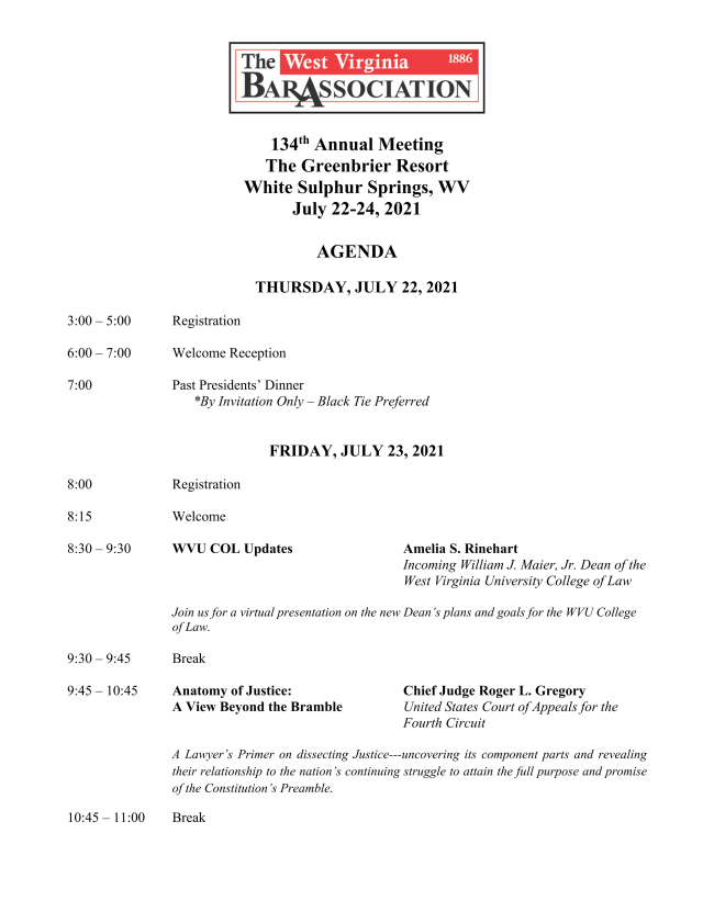 The West Virginia Bar Association Annual Meeting