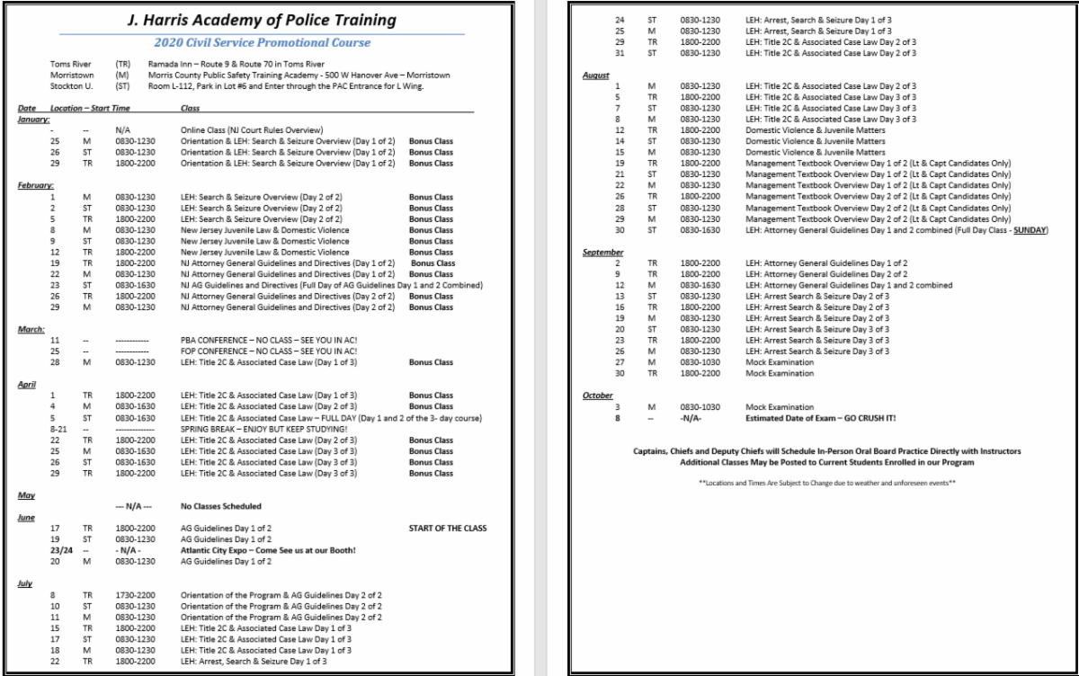 2020 NJ Civil Service Promotional Course (SGT, LT, CAPT, DC, Chief)