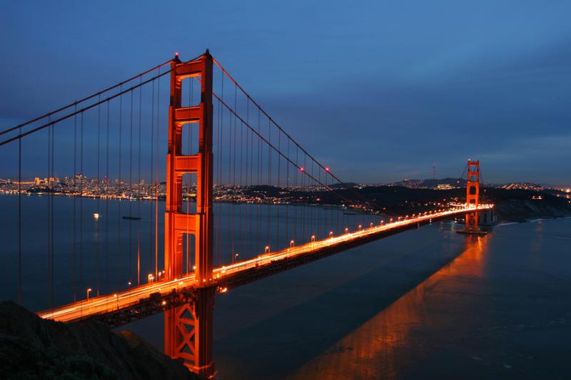 Golden Gate Bridge at dusk, San Francisco, California, USA