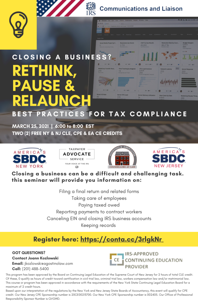 Closing a Business Best Practices for Tax Compliance Thursday